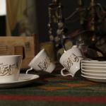 Luxury Turkish Coffee Cups with Decorative Wooden Box